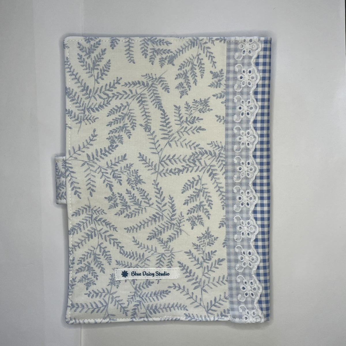 Notebook Cover-Woodland Fern Blue on White-Fits up to 6x9x1 Book or Notebook With or Without Coil Binding