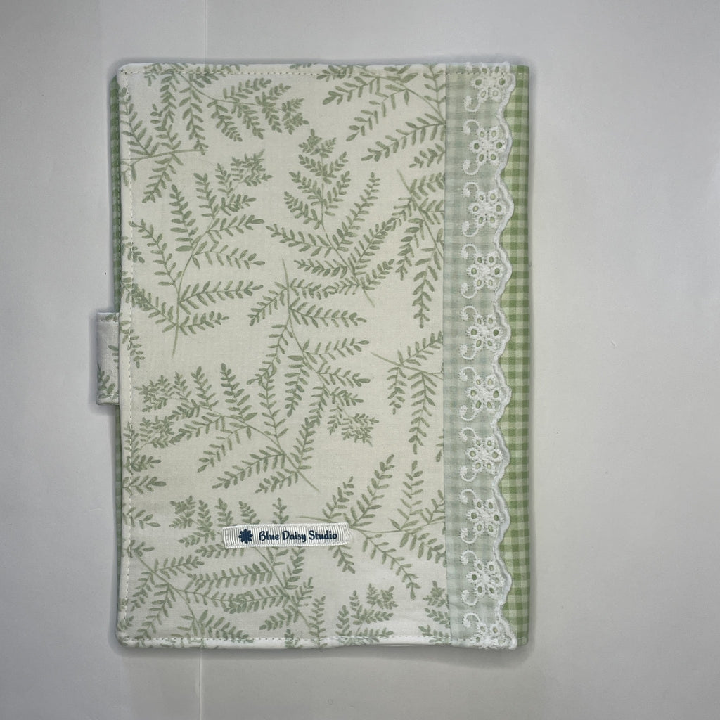 Notebook Cover-Woodland Fern Green on White-Fits up to 6x9x1 Book or Notebook With or Without Coil Binding