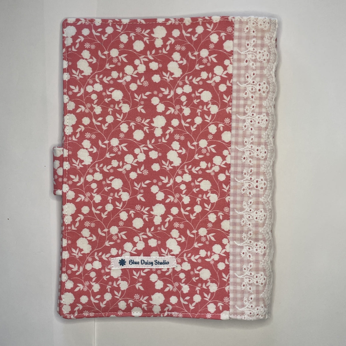 Notebook Cover-Rose Vine Floral Pattern White on Dark Pink-Fits up to 6x9x1 Book or Notebook With or Without Coil Binding