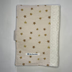 Notebook Cover- Hand Painted Golden Stars on Pale Pink-Fits up to 6x9x1 Book or Notebook With or Without Coil Binding