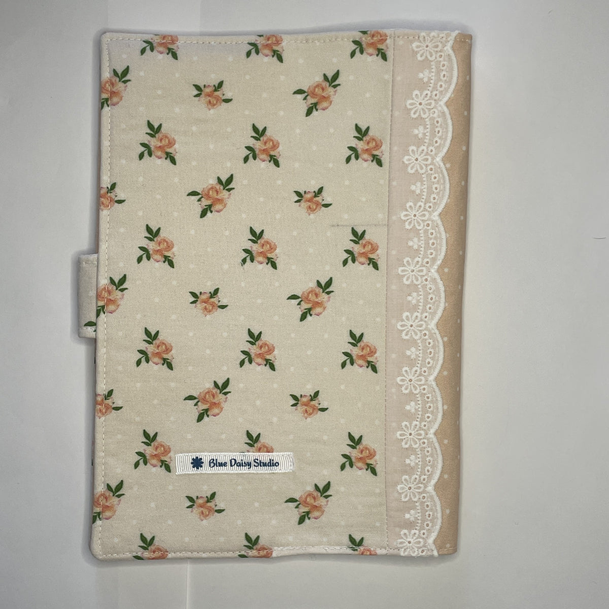 Notebook Cover-Peach Rose Pattern on Pale Peach-Fits up to 6x9x1 Book or Notebook With or Without Coil Binding