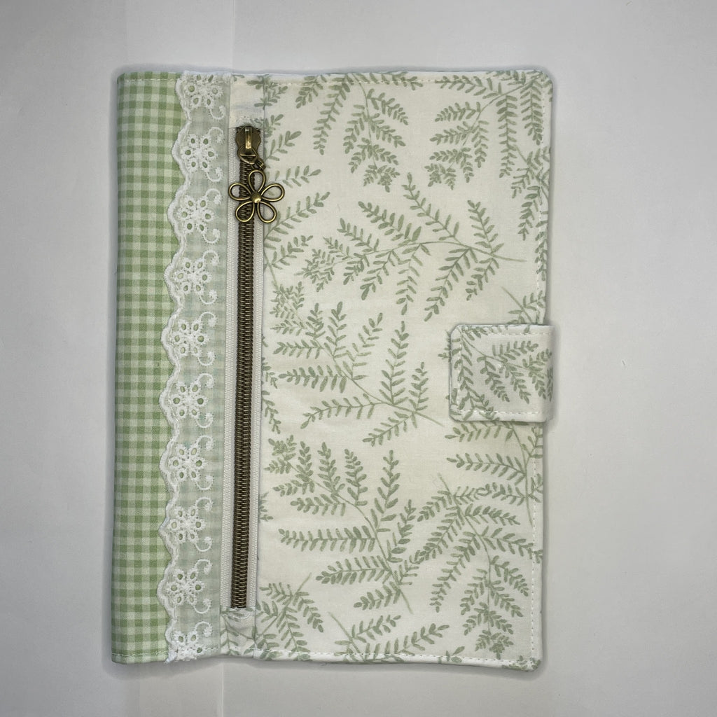 Notebook Cover-Woodland Fern Green on White-Fits up to 6x9x1 Book or Notebook With or Without Coil Binding