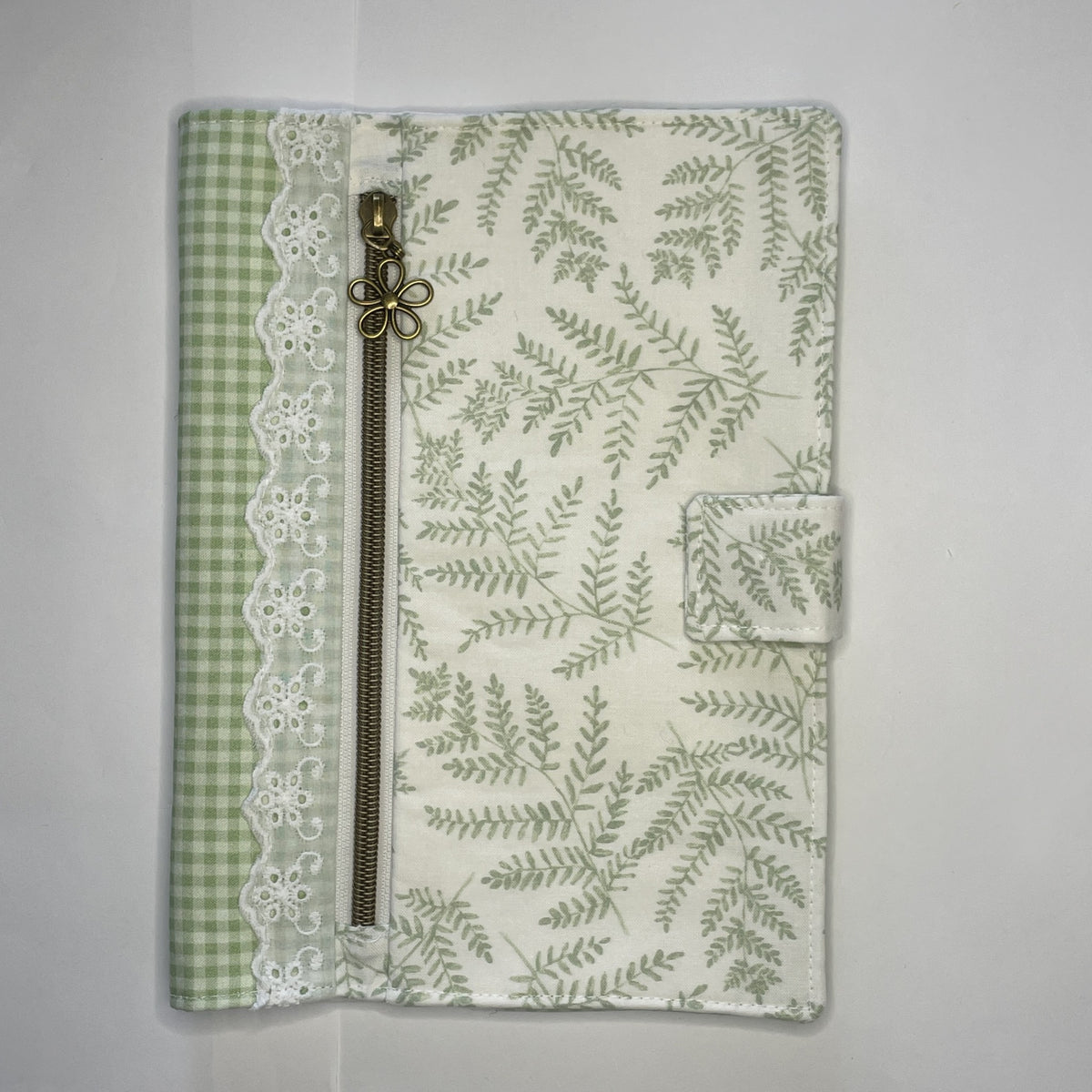 Notebook Cover-Woodland Fern Green on White-Fits up to 6x9x1 Book or Notebook With or Without Coil Binding