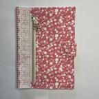 Notebook Cover-Rose Vine Floral Pattern White on Dark Pink-Fits up to 6x9x1 Book or Notebook With or Without Coil Binding