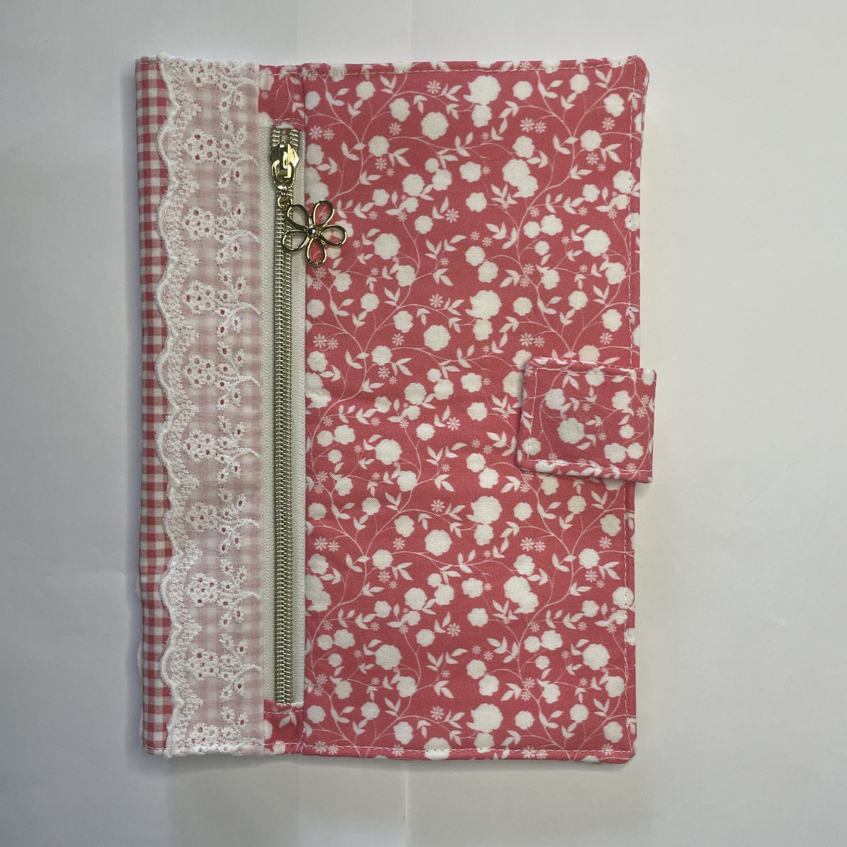 Notebook Cover-Rose Vine Floral Pattern White on Dark Pink-Fits up to 6x9x1 Book or Notebook With or Without Coil Binding