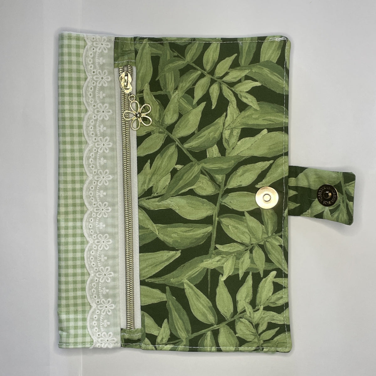 Notebook Cover-Jungle Aria Leaves on Dark Green-Fits up to 6x9x1 Book or Notebook With or Without Coil Binding