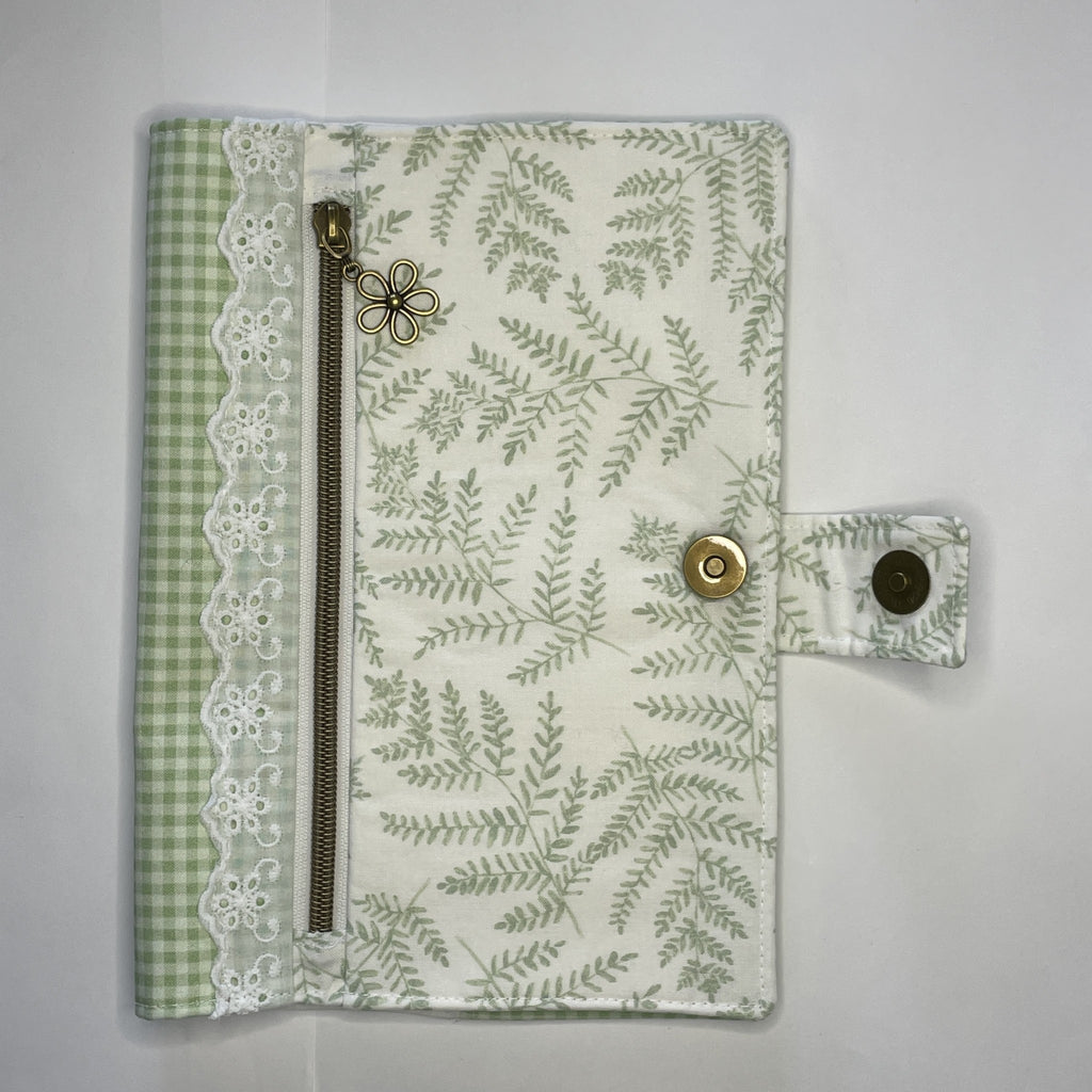 Notebook Cover-Woodland Fern Green on White-Fits up to 6x9x1 Book or Notebook With or Without Coil Binding