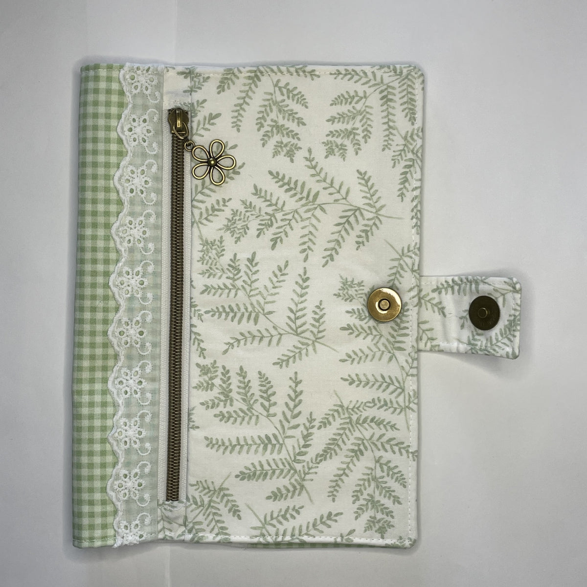 Notebook Cover-Woodland Fern Green on White-Fits up to 6x9x1 Book or Notebook With or Without Coil Binding