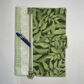 Notebook Cover-Jungle Aria Leaves on Dark Green-Fits up to 6x9x1 Book or Notebook With or Without Coil Binding