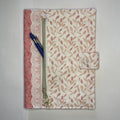 Notebook Cover-Bella Petals Leaf Pattern Pink on White-Fits up to 6x9x1 Book or Notebook With or Without Coil Binding