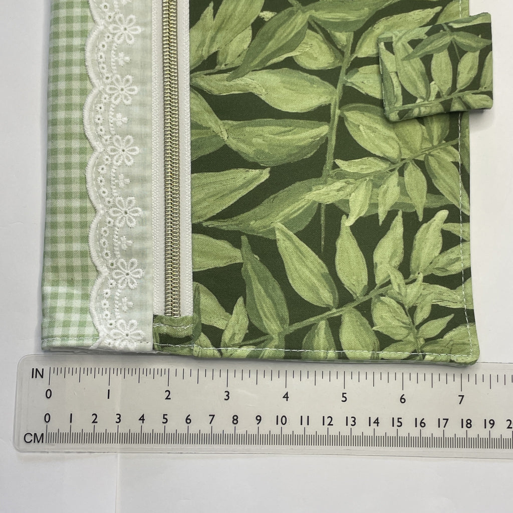 Notebook Cover-Jungle Aria Leaves on Dark Green-Fits up to 6x9x1 Book or Notebook With or Without Coil Binding