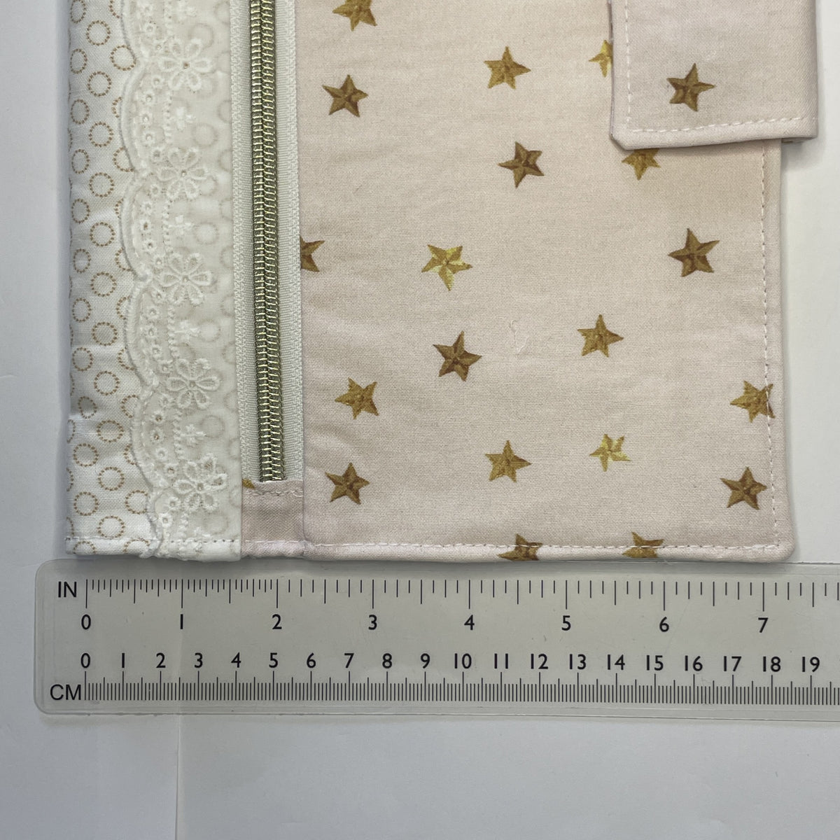 Notebook Cover- Hand Painted Golden Stars on Pale Pink-Fits up to 6x9x1 Book or Notebook With or Without Coil Binding