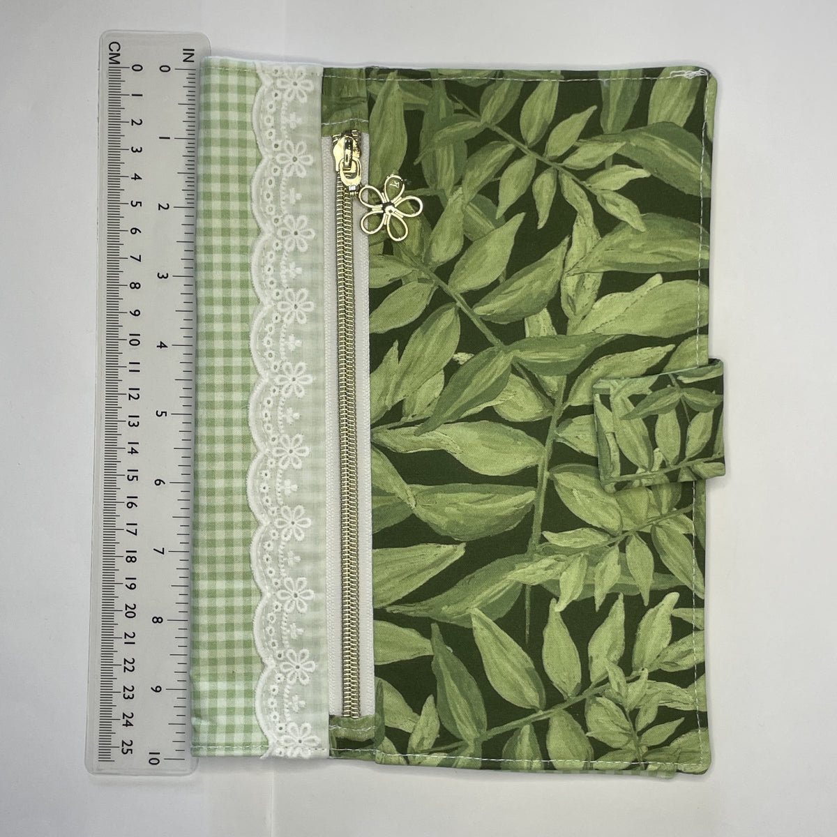 Notebook Cover-Jungle Aria Leaves on Dark Green-Fits up to 6x9x1 Book or Notebook With or Without Coil Binding