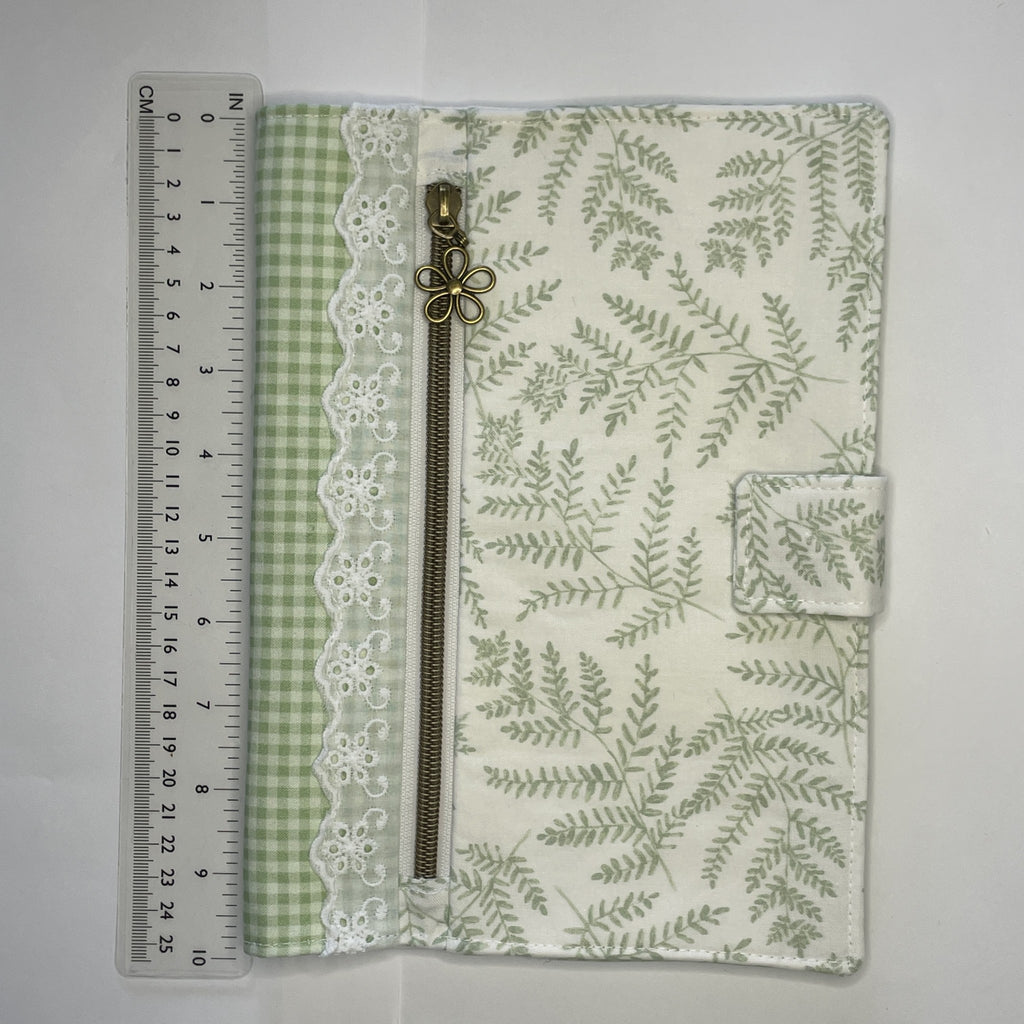 Notebook Cover-Woodland Fern Green on White-Fits up to 6x9x1 Book or Notebook With or Without Coil Binding
