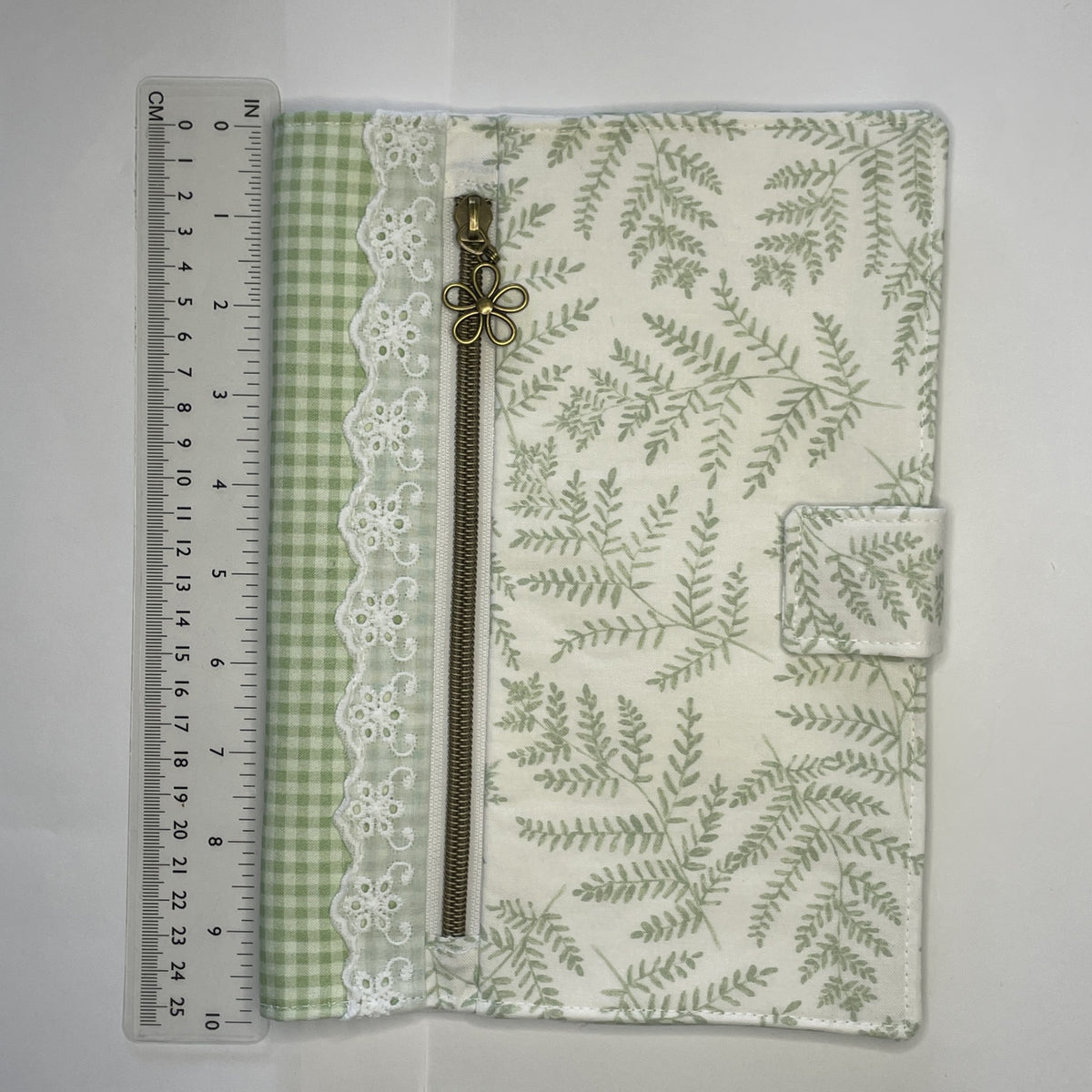 Notebook Cover-Woodland Fern Green on White-Fits up to 6x9x1 Book or Notebook With or Without Coil Binding