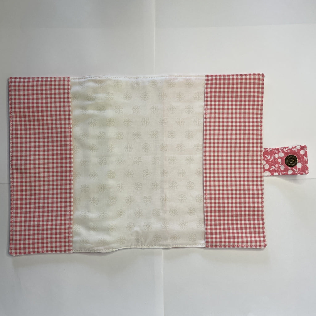 Notebook Cover-Rose Vine Floral Pattern White on Dark Pink-Fits up to 6x9x1 Book or Notebook With or Without Coil Binding