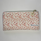 Pencil Case-2 Sections-Bella Petals Leaf Pink on White-8.5"x4.25"