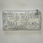 Pencil Case-2 Sections-Woodland Fern Blue on White-8.5"x4.25"