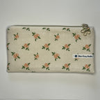 Pencil Case-2 Sections-Vintage Peach Roses on Pale Peach-8.5"x4.25"