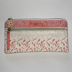 Pencil Case-2 Sections-Bella Petals Leaf Pink on White-8.5"x4.25"