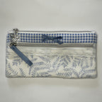 Pencil Case-2 Sections-Woodland Fern Blue on White-8.5"x4.25"