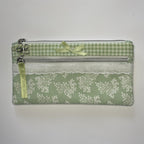 Pencil Case-2 Sections-Huckleberry Branches White on Green-8.5"x4.25"