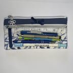 Pencil Case-2 Sections-Blue Willow Pattern on White-8.5"x4.25"