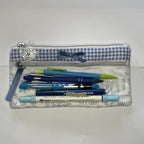 Pencil Case-2 Sections-Woodland Fern Blue on White-8.5"x4.25"