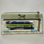 Pencil Case-2 Sections-Woodland Fern Green on White-8.5"x4.25"