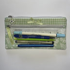 Pencil Case-2 Sections-Huckleberry Branches White on Green-8.5"x4.25"