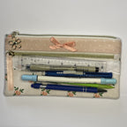 Pencil Case-2 Sections-Vintage Peach Roses on Pale Peach-8.5"x4.25"