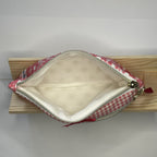 Pencil Case-2 Sections-Rose Floral Vine Pattern White on Dark Pink-8.5"x4.25"