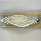 Pencil Case-2 Sections-Rose Floral Sketchy Vine Pattern Blue on Ivory-8.5"x4.25"