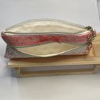 Pencil Case-2 Sections-Bella Petals Leaf Pink on White-8.5"x4.25"