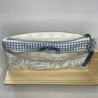 Pencil Case-2 Sections-Woodland Fern Blue on White-8.5"x4.25"