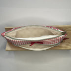 Pencil Case-2 Sections-Rose Floral Vine Pattern White on Dark Pink-8.5"x4.25"