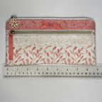 Pencil Case-2 Sections-Bella Petals Leaf Pink on White-8.5"x4.25"