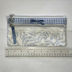 Pencil Case-2 Sections-Woodland Fern Blue on White-8.5"x4.25"