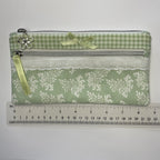 Pencil Case-2 Sections-Huckleberry Branches White on Green-8.5"x4.25"