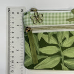 Pencil Case-2 Sections-Jungle Aria Petals Green Leaves on Dark Green-8.5"x4.25"
