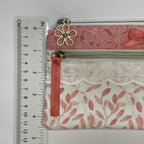 Pencil Case-2 Sections-Bella Petals Leaf Pink on White-8.5"x4.25"