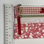 Pencil Case-2 Sections-Rose Floral Vine Pattern White on Dark Pink-8.5"x4.25"