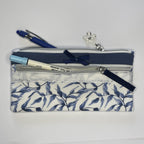 Pencil Case-2 Sections-Blue Willow Pattern on White-8.5"x4.25"