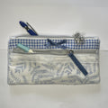 Pencil Case-2 Sections-Woodland Fern Blue on White-8.5"x4.25"